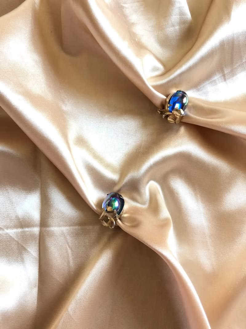 Vintage Purple Grape Glass Gold Clip On Earrings