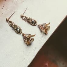 繁圈古董短花 黃銅耳環