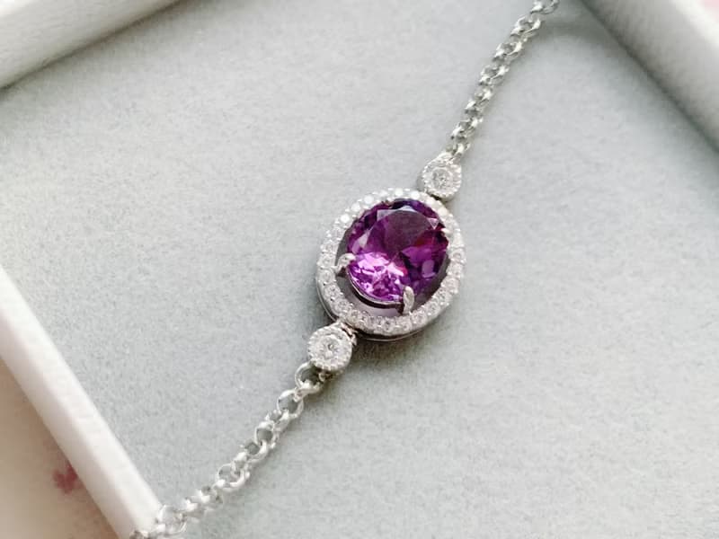 天然紫水晶 純銀手鍊 火光 好人緣 輕珠寶 2月生日石