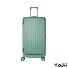 【CROWN】28吋 BOXY 前開框架胖胖拉桿箱 託運箱  大地綠