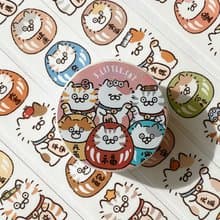 3小喵咪/喵咪達摩招財貓/3公分特殊油墨和紙膠帶/附離型紙