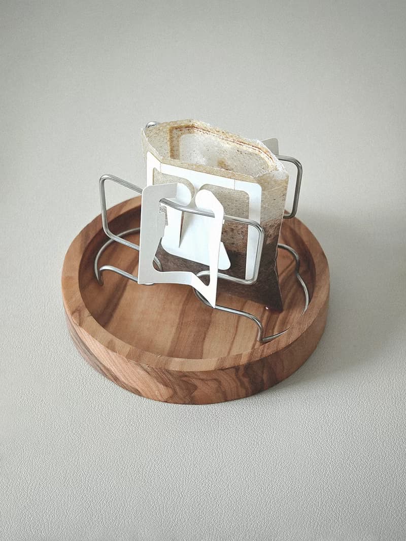 橄欖木杯托掛耳咖啡架組合