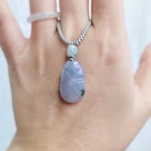 【親翠】天然翡翠 冰粉紫飄花荷荷美美仙氣飄飄荷葉項鍊 | 仙氣款