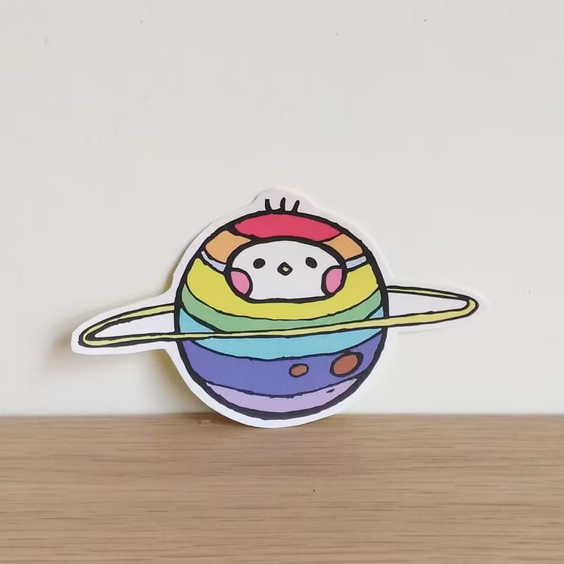 Rainbow 彩虹 星球 插畫貼紙 3件組