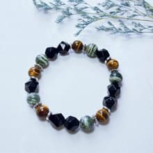 黑曜石 黃虎眼 蛇紋玉 || 辟邪防小人 自信毅力 水晶手鍊