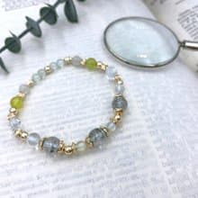綠星點點 / 綠幽靈 白水晶 岫玉 綠柱石 葡萄 水晶手鍊