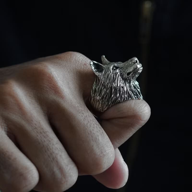 狼狐狸戒指銀動物