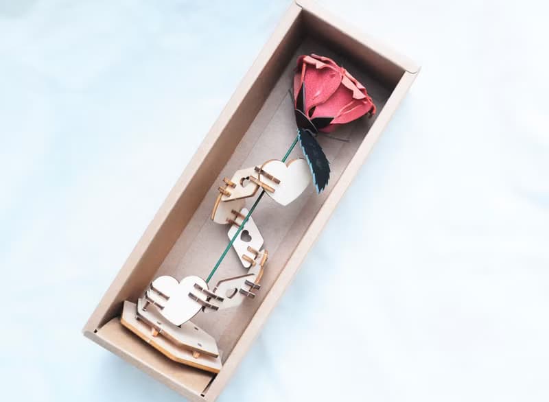 皮革玫瑰花 - 玫瑰紅 皮革材料包 情人節 免費刻名 Leather Rose