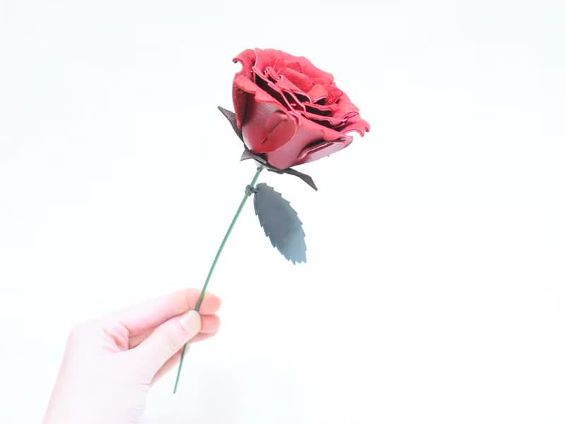 皮革玫瑰花 - 玫瑰紅 皮革材料包 情人節 免費刻名 Leather Rose