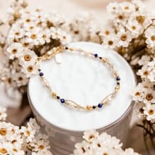 事業 x青金石 珍珠 拉長石 水晶 天然石【蒲公英記憶】纏繞手鍊