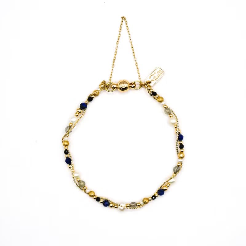 事業 x青金石 珍珠 拉長石 水晶 天然石【蒲公英記憶】纏繞手鍊