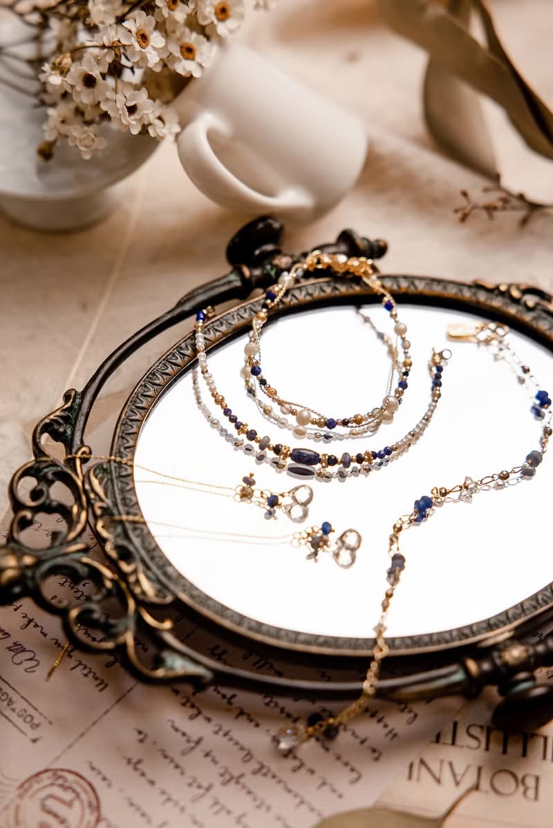 事業 x青金石 珍珠 拉長石 水晶 天然石【蒲公英記憶】纏繞手鍊