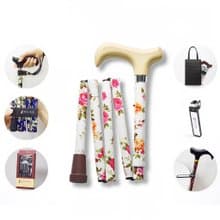 【限定禮盒】繽紛生活折疊手杖-象牙白紅玫瑰 登山禮物 教師節禮