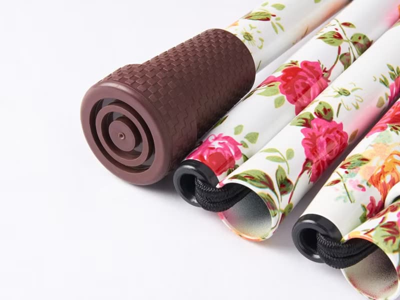 【限定禮盒】繽紛生活折疊手杖-象牙白紅玫瑰 登山禮物 教師節禮