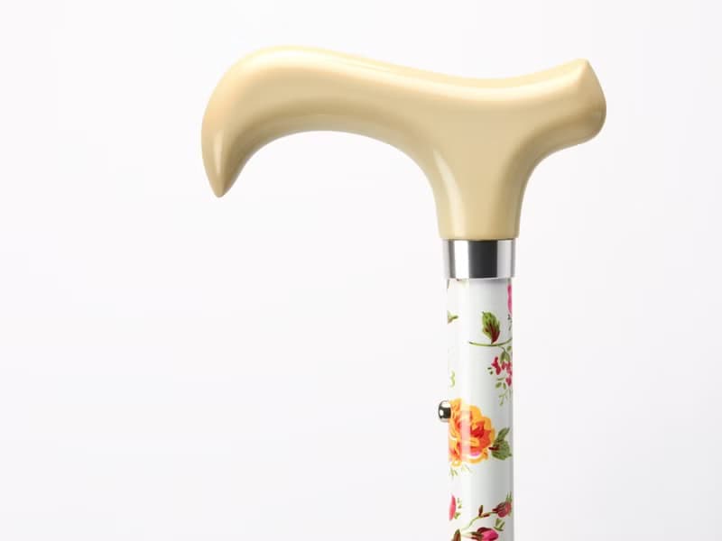 【限定禮盒】繽紛生活折疊手杖-象牙白紅玫瑰 登山禮物 教師節禮