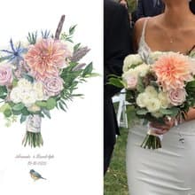 ORIGINAL Custom Wedding Bouquet Painting in Watercolor Bridal flowers portrait