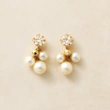 【Second Earrings】 18K 黃金香檳色立方氧化鋯耳環