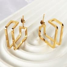 金色幾何方形耳環 | 金色方框簡約耳飾 | 聖誕節禮物 生日禮物