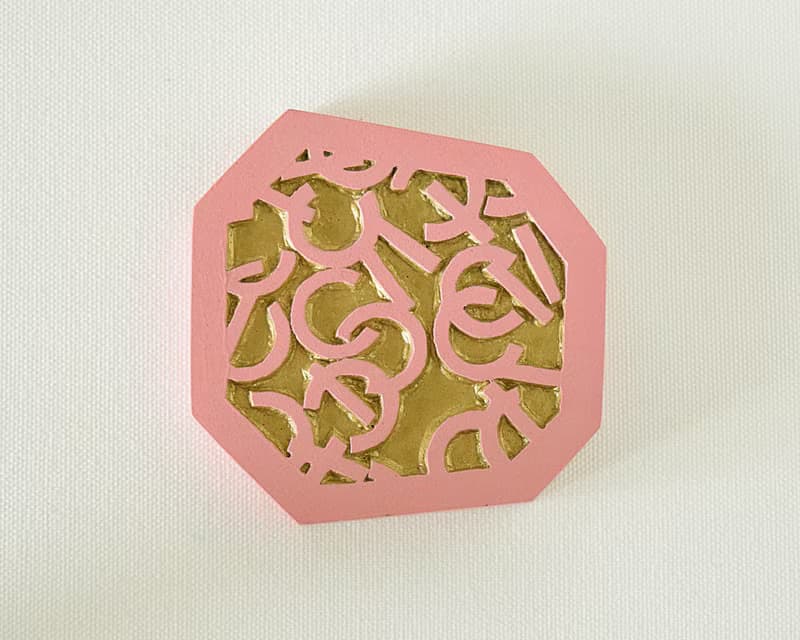 Geometric Hand Mirror Mini (arch and line - pink almond)