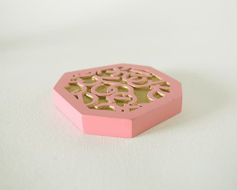 Geometric Hand Mirror Mini (arch and line - pink almond)