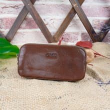 復古巧克力橫式方塊植鞣牛皮零錢包