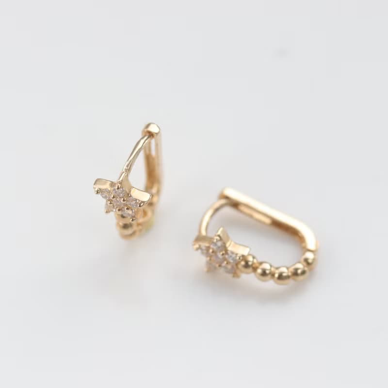 14K Star Ball Lock Earring 星星珠珠耳扣耳環