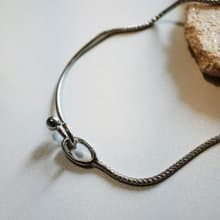 【禮物】Eclipse Closure Necklace 簡約銀色前扣吊墜蛇骨項鍊
