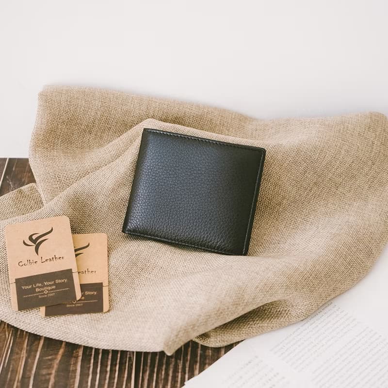 【禮盒】抽取式真皮拉鍊短夾 X518 黑