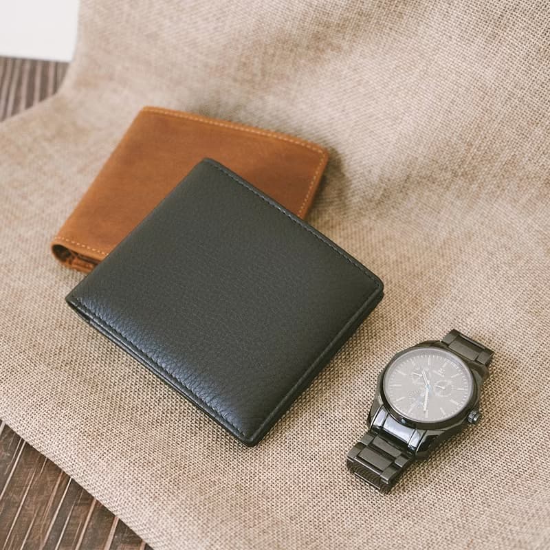 【禮盒】抽取式真皮拉鍊短夾 X518 黑