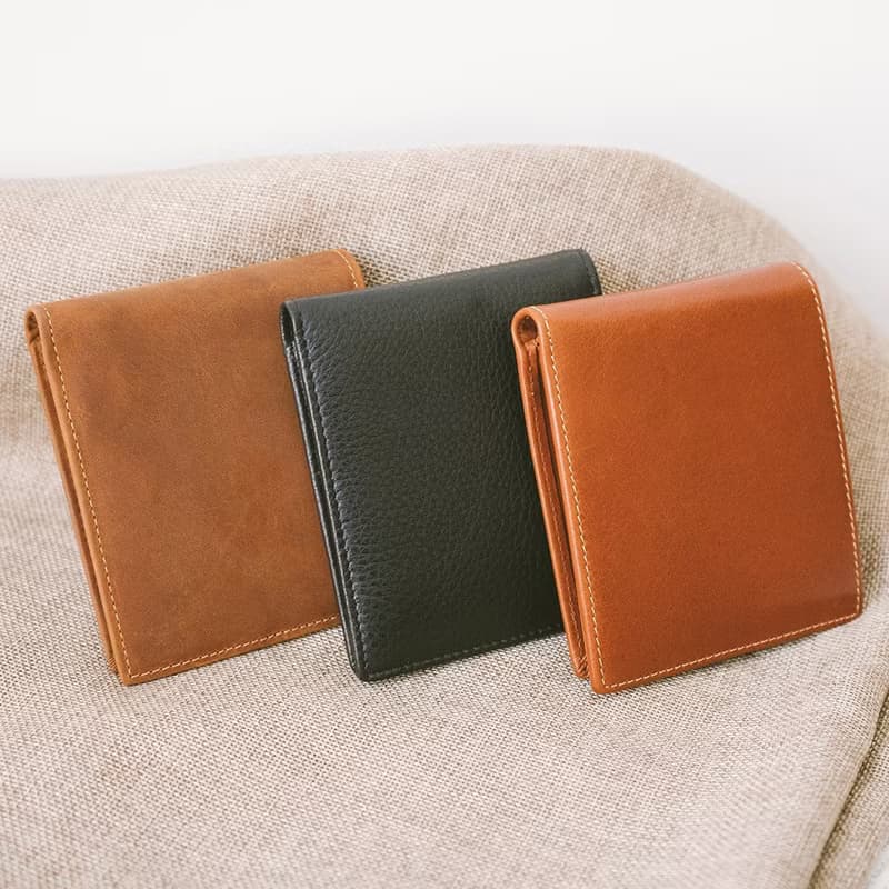 【禮盒】抽取式真皮拉鍊短夾 X518 黑