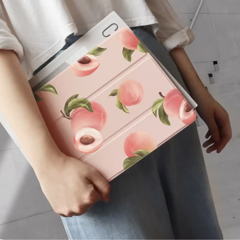 iPad case 12.9/Air5/iPad 9/mini 6 戀戀水蜜桃 皮革平板保護套