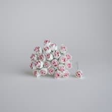 Paper flower, 25 pieces, size 1 x1.2  cm. budding rose flower, white pink color.