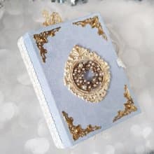 Handmade Blue Velvet Fairy Winter Notebook / Junk Journal in a Gift Box