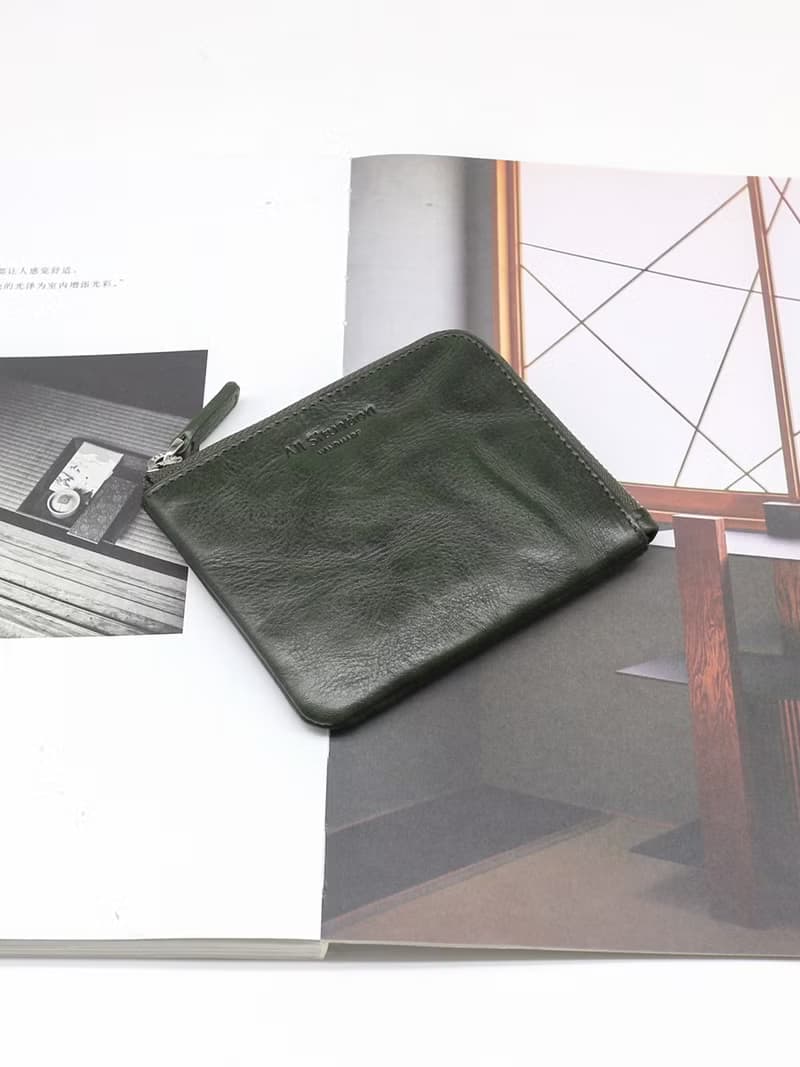 真皮手抓皺褶頭層牛皮零錢包