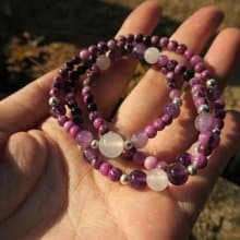 靈性小手物 紫龍晶 紫水晶 瑪瑙 純銀珠  三圈手鍊 項鍊