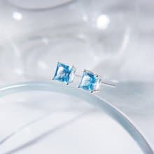 冰精靈 | 拓帕石 方形切割 爪鑲 耳環 生日禮物 日常穿搭 職場配