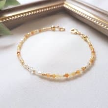 澄花 ‧ 黃玉 水晶 珍珠 串珠 細手環 11月誕生石