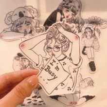 be you own girls 插畫透明貼紙 六張入