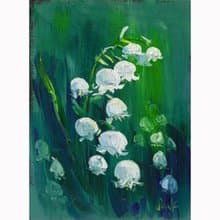 Lily of the Valley Painting Floral Original Art White Flowers Wall Art May Lily