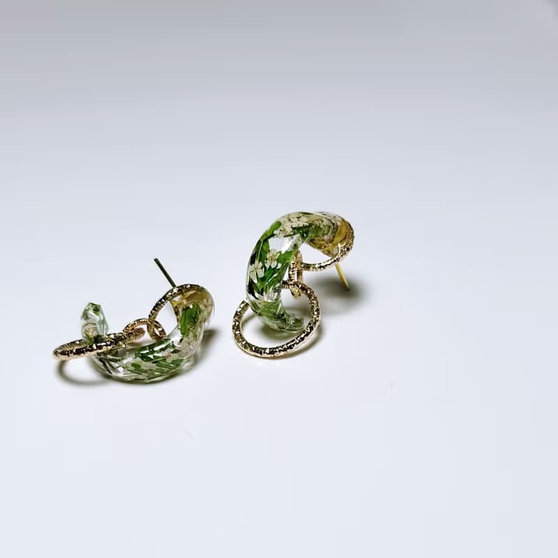 槲寄生 • 押花手工耳環