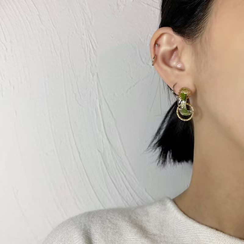槲寄生 • 押花手工耳環