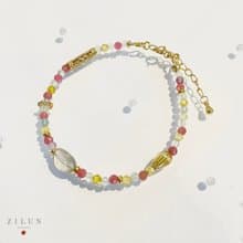 │輕珠寶│初戀紅莓 • 灰月光石 • 手鍊 • 14K注金 • 14kgf