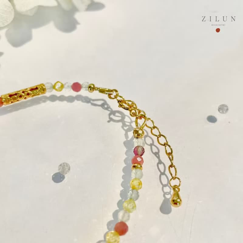 │輕珠寶│初戀紅莓 • 灰月光石 • 手鍊 • 14K注金 • 14kgf