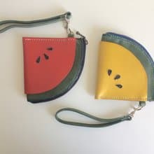 畢業禮物 苦笑西瓜造型錢包 皮革手工縫製