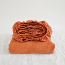 Burnt orange linen fitted sheet / Softened linen bed sheet / Deep pocket