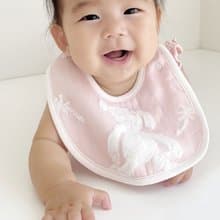 【kontex】日本製純棉圍兜口水巾 Macaron系列棉紗狗狗(三色可選)