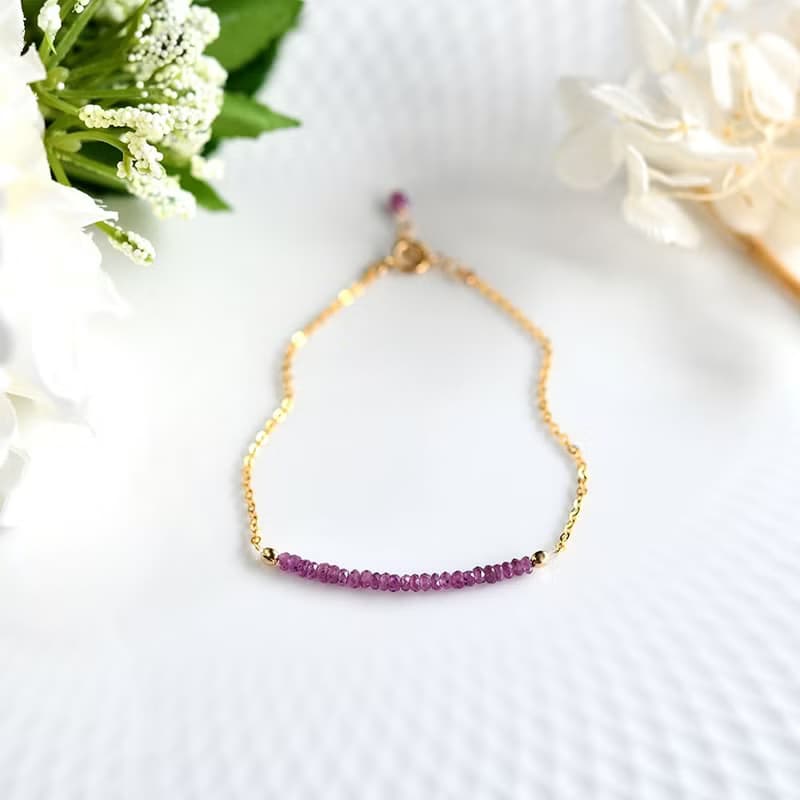 オリジナル 良質 ピンクサファイアのブレスレット 9月誕生石