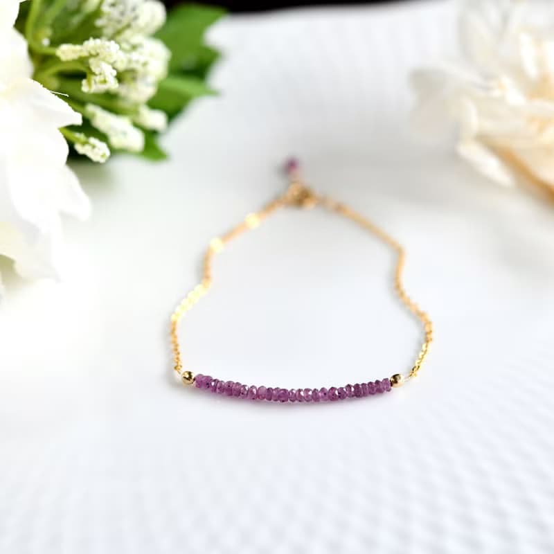 オリジナル 良質 ピンクサファイアのブレスレット 9月誕生石