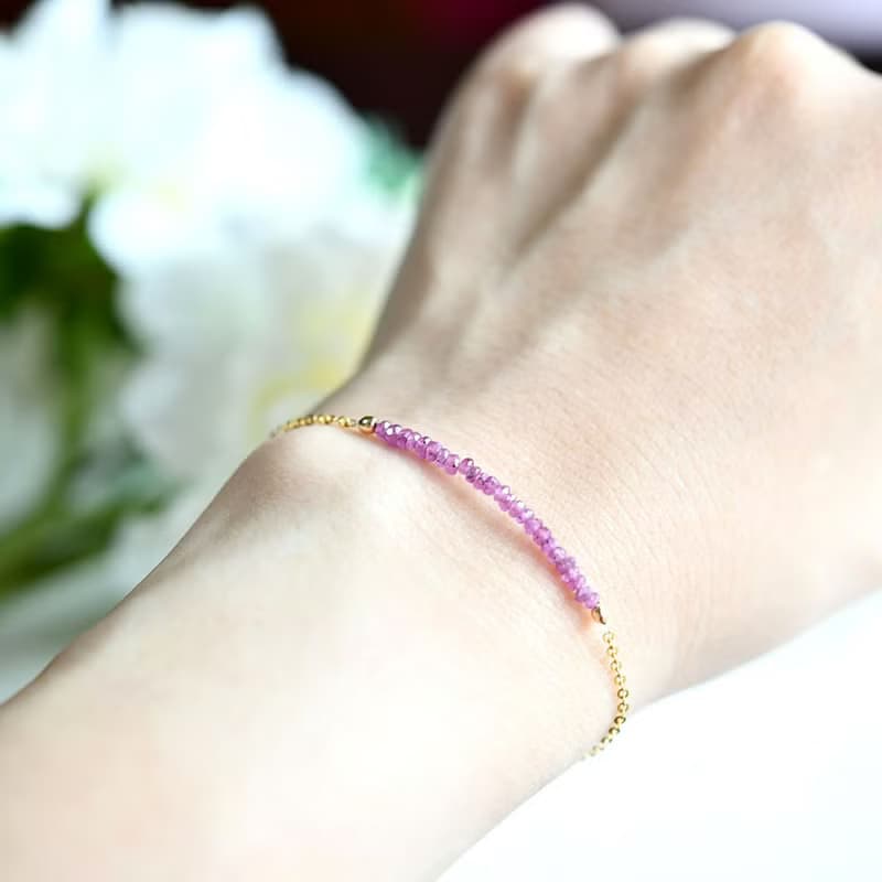 オリジナル 良質 ピンクサファイアのブレスレット 9月誕生石
