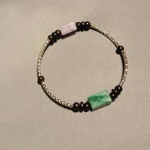 天然緬甸 冰種紫翡 綠飄花桶珠手環手鍊